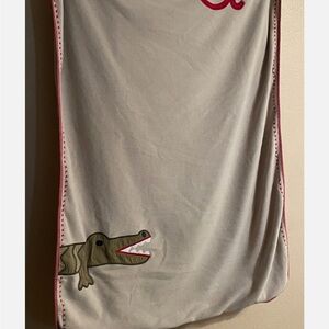 Lacoste Gray Blanket with Pink Trim